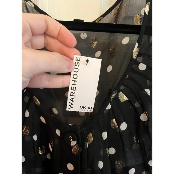 NWT Warehouse Sheer Metallic Polka Dot Top - Picture 8 of 8